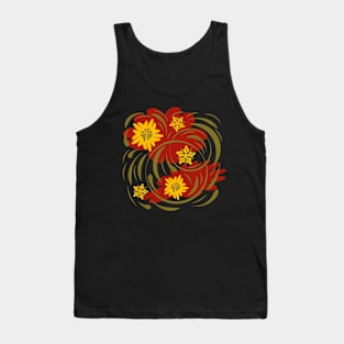 Abstract folk floral art. Flowers print, poster. Tank Top